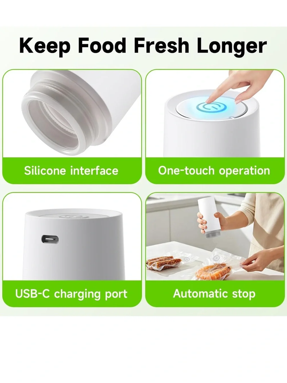 Vacuum Food Sealer., handleld food saver for fresh meat veggies and storage